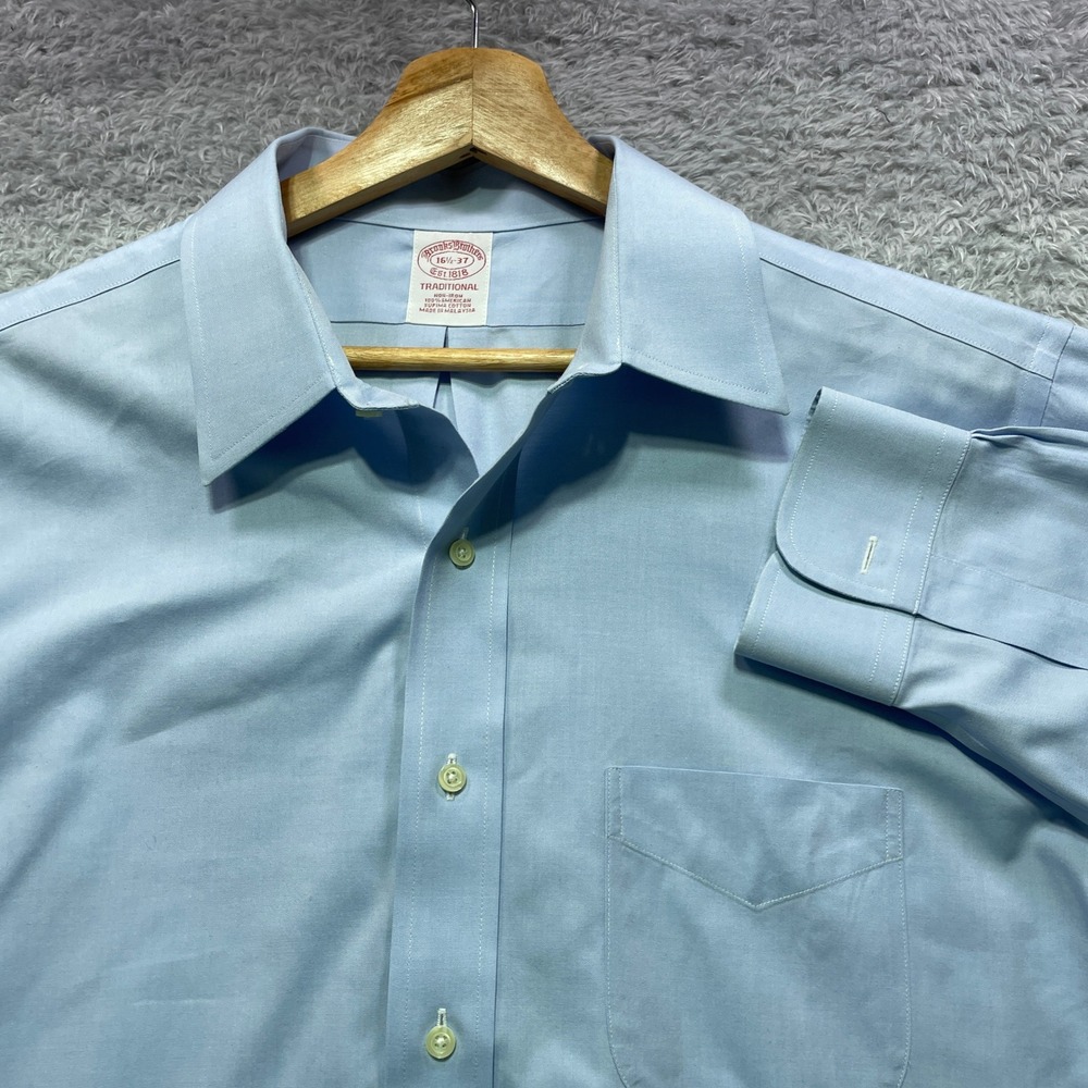 Brooks Brothers Mens 16.5 37 Traditional Fit Non-Iron Supima Cotton Dress Shirt